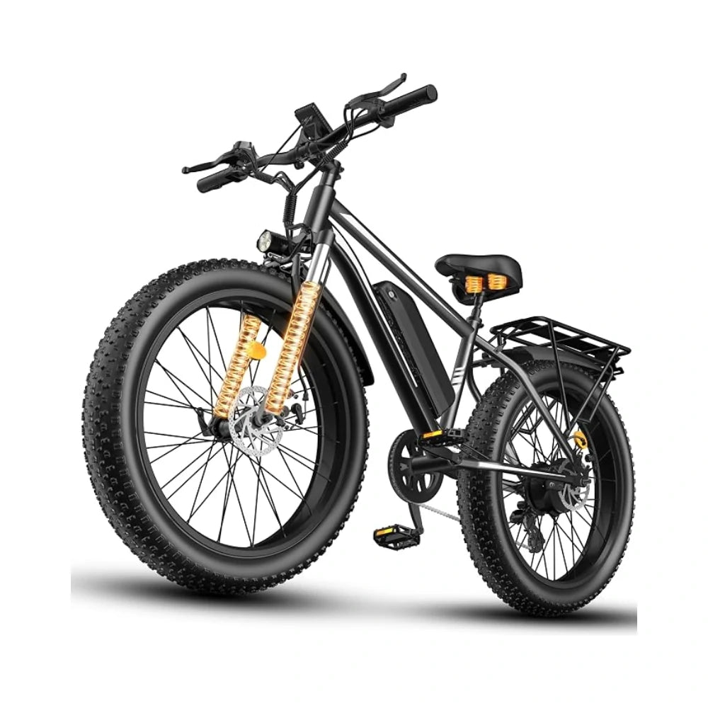 Electric Bike for Adults 1500W Peak Motor, Fast 26" Fat Tire Ebike, 32MPH & 65 Miles Range Bicycle, All Terrain Mountain E-Bike for Men Women with Suspension,48V 15Ah, 7 Speed, Rear Rack, UL Certified