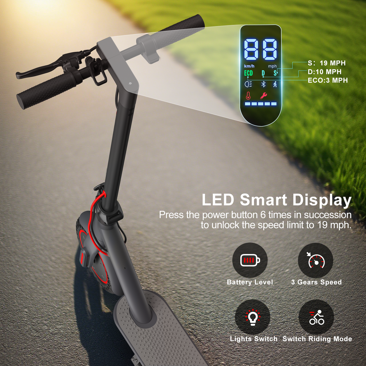 Electric Scooter Adult, 500W Power, 8.5" Solid Tire, 12-18 Miles & 18/19MPH, Dual Braking, Max Load 264 lbs, Smart APP & Cruise Control,Foldable E Scooters for Commute, UL2272