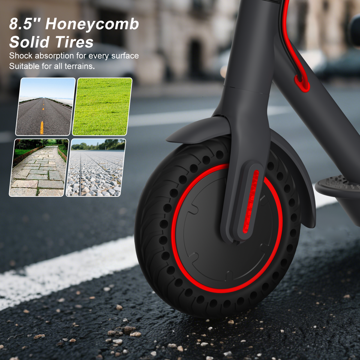 Electric Scooter Adult, 500W Power, 8.5" Solid Tire, 12-18 Miles & 18/19MPH, Dual Braking, Max Load 264 lbs, Smart APP & Cruise Control,Foldable E Scooters for Commute, UL2272